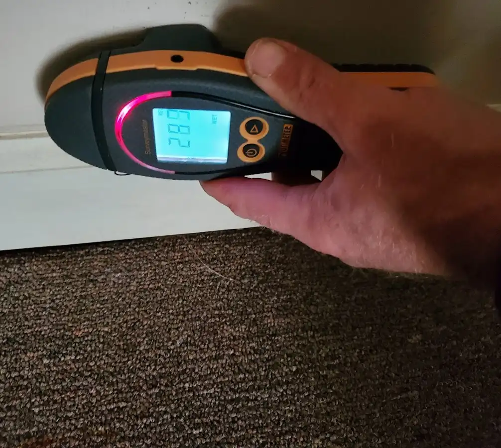 Moisture detection at baseboard during Sewage Cleanup & Sanitation in Haddon Heights